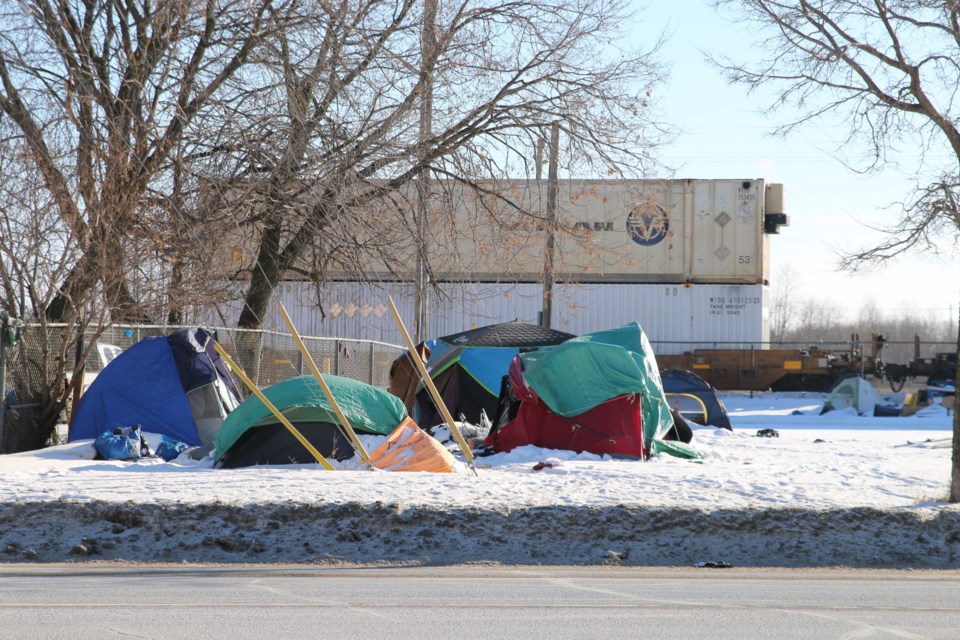 Encampments are nestled together in the city's southside on Jan. 20.