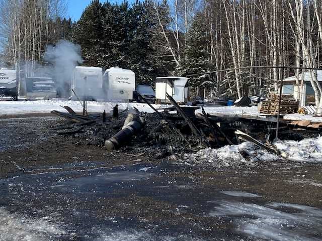 A detached woodworking shop at an address on Spencer Road was destroyed by fire on Jan. 8, 2024.