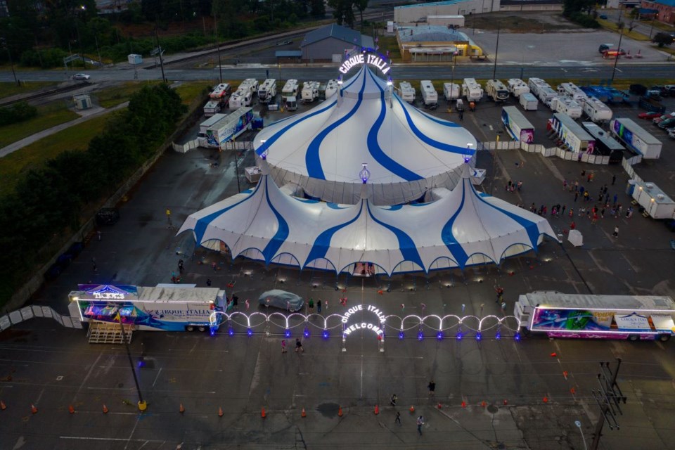 Cirque Italia will run from July 12 to 21 under the white and blue big top tent that will soon be set up in the Intercity Shopping Centre parking lot.