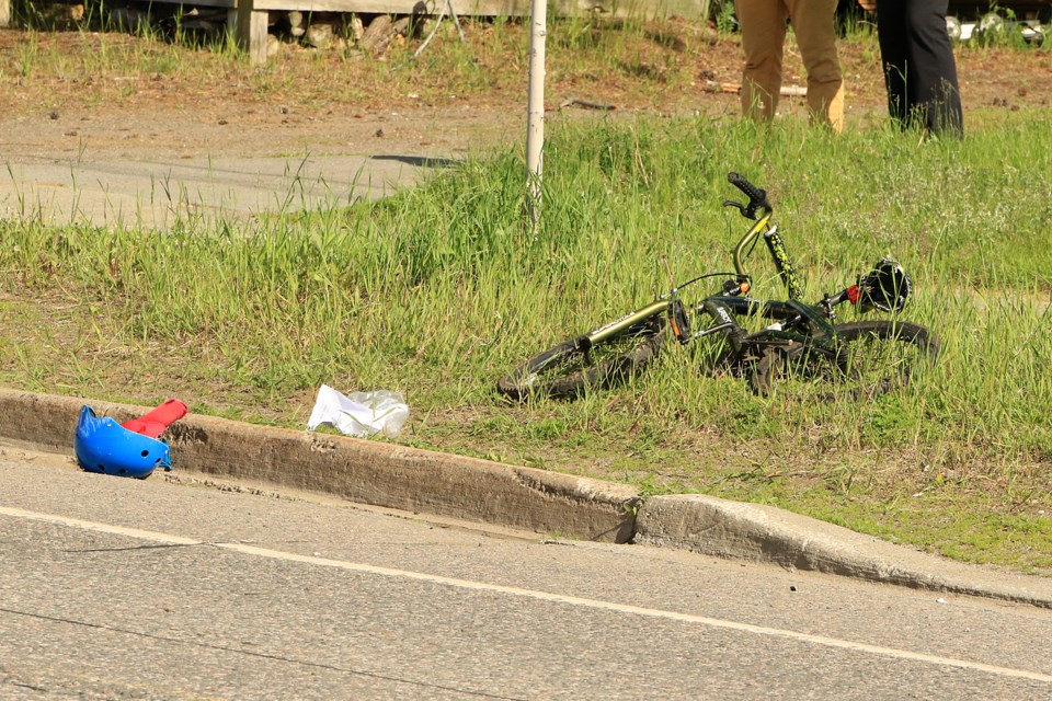 A cyclist was struck on Huron Avenue at about 5:30 p.m. on Monday, June 17, 2024. (Leith Dunick, tbnewswatch.com)