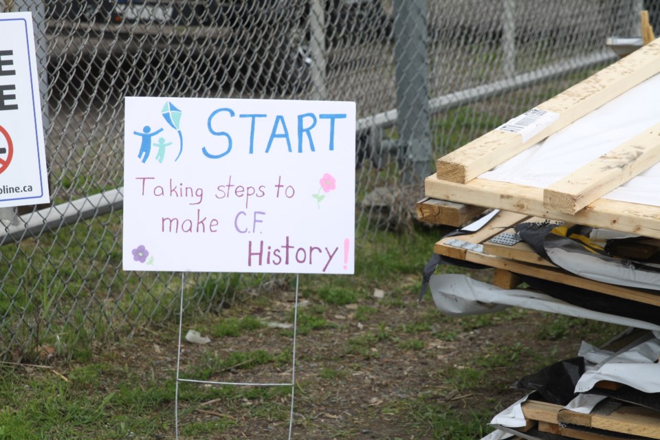 Sign at the entrance of the walk for cystic fibrosis on Sunday, May 26, 2024.