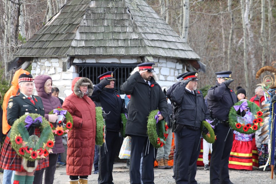 The Remembrance Day ceremony in Fort William First Nation on Nov. 11, 2024 