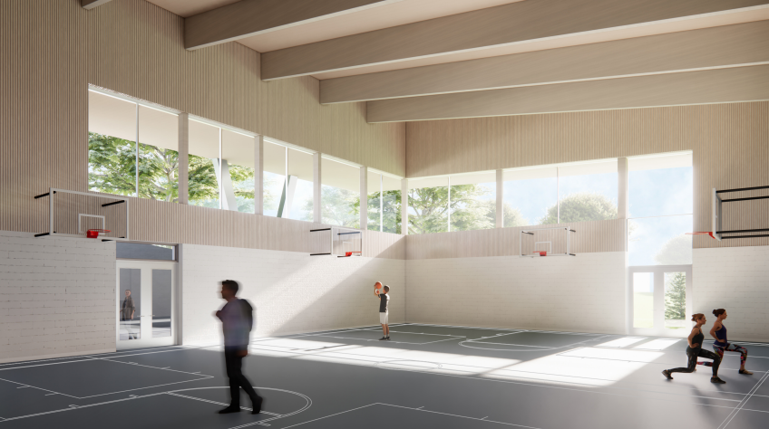 This image shows what the new gym for Grade 7 and  8 students at La Vérendrye high school will look like (submitted image)