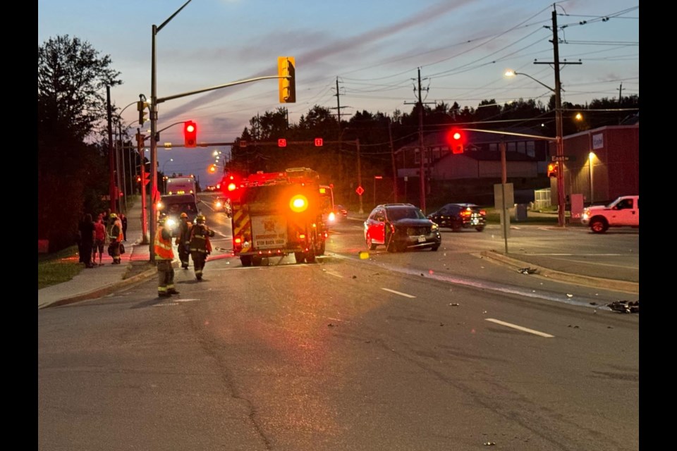 Traffic was disrupted for a few hours Monday night after a collision on Dawson Road at East Avenue (Skilled Truckers Canada/Facebook)