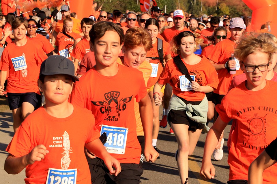 Nearly 900 people took part in the Honouring Our Children Reconciliation Run at Boulevard Lake, which took place on Monday, Sept. 30, 2024. (Leith Dunick, tbnewswatch.com)