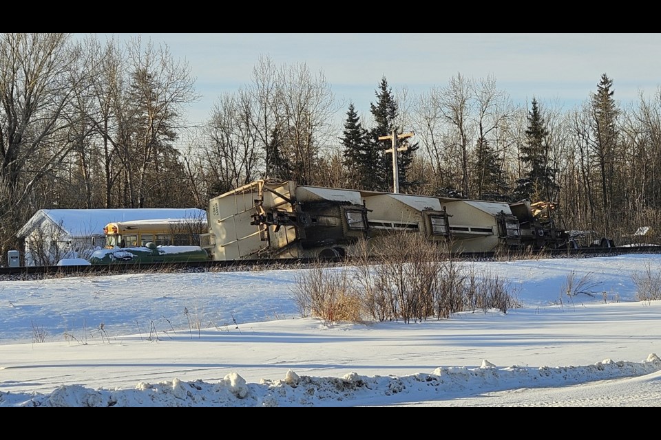 OPP said 14 cars in a CN train derailed at Emo on Feb. 4, 2025 (Jim Leonard photo)