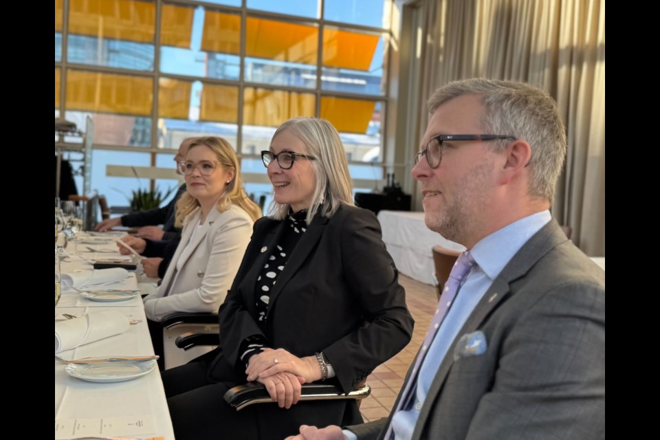 Thunder Bay-Superior North MP Patty Hajdu (centre) attended a lunch hosted by the Canadian ambassador to Finland. Also in this photo are Finnish MPs Sara Seppanen and Mats Lofstrom (submitted photo)