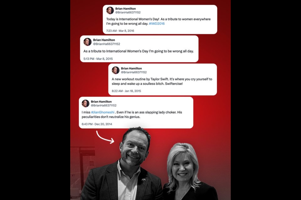 Conservatives attack ad uses Thunder Bay-Superior North candidate Brian Hamilton's tweets to attack Liberal leader Bonnie Crombie on Feb. 14, 2025.