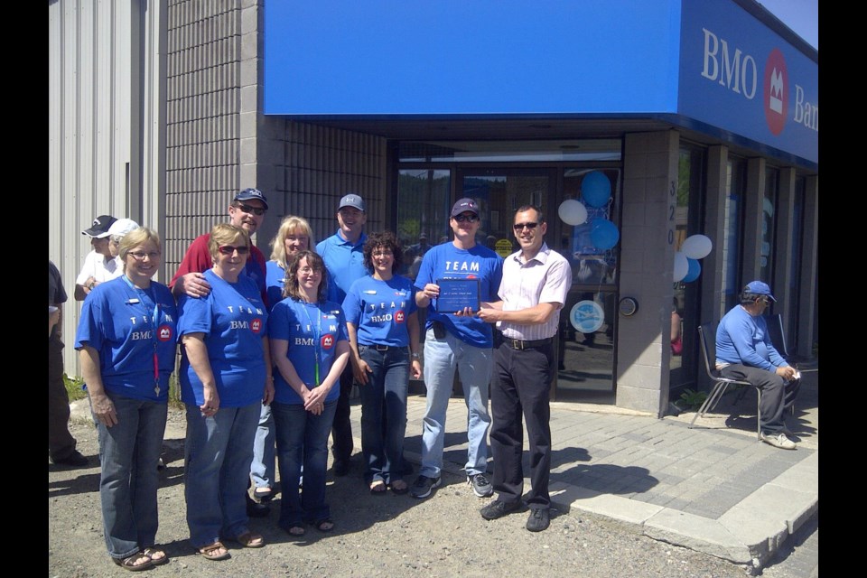 This photo of the BMO staff in Schreiber was taken in 2013 during 100th anniversary celebrations (Township of Schreiber/Facebook)