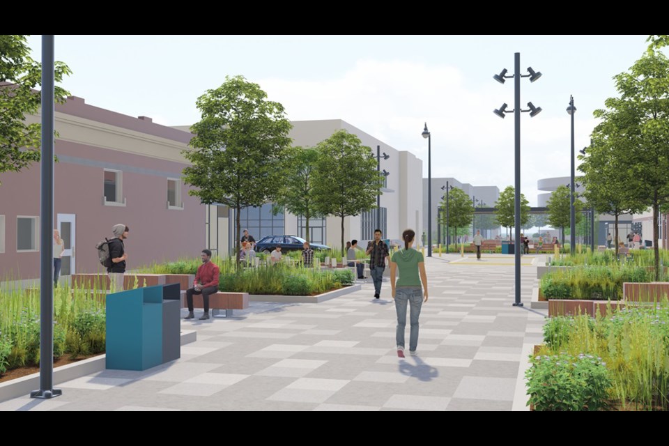 The reimagined Victoria Avenue corridor, according to schematic drawings provided by the City of Thunder Bay. Demolition of Victoriaville Mall is expected to begin in April. (submitted image)