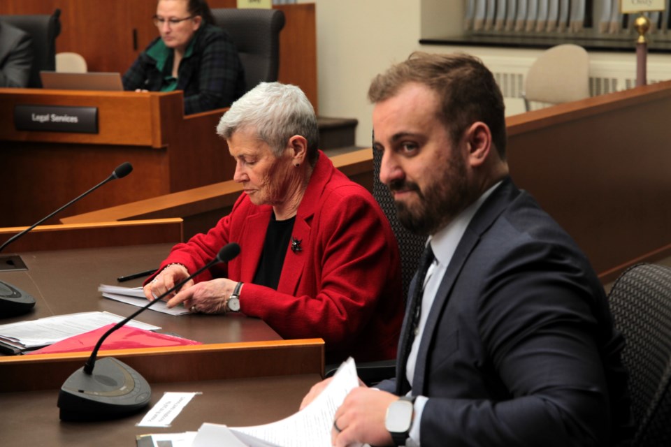 Council composition committee chair Rebecca Johnson and Vice-chair Cody Fraser present their final report to city council.