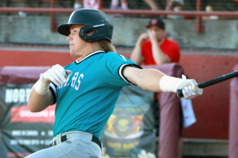 Ben North went 5-for-6 with two homeruns, including a grand slam, and eight RBIs, as Rochester downed Thunder Bay 15-5 on Thursday, July 6, 2023. (Leith Dunick, tbnewswatch.com)