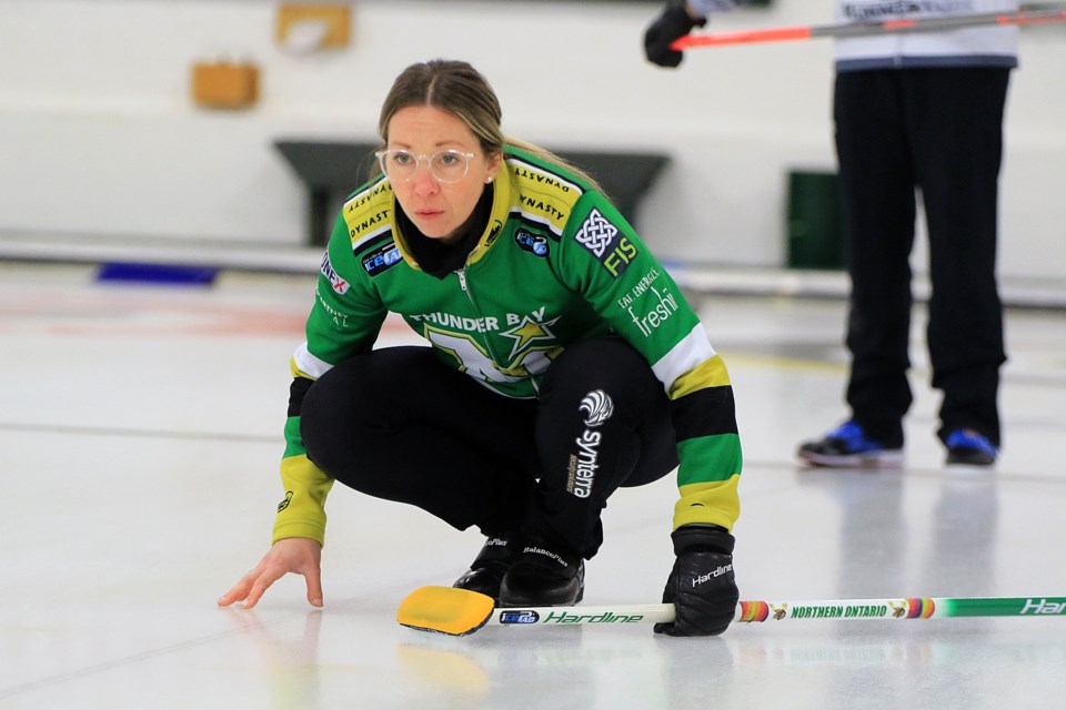 Krista McCarville skipped her team to a 5-2 win over Brian Adams Jr. in the final of the Performance Kia Charity Open at the Port Arthur Curling Centre. (Leith Dunick, tbnewswatch.com)