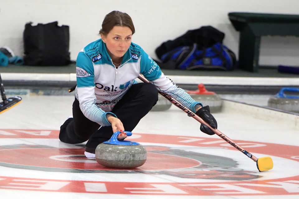 Robyn Despins improved to 2-0 in Tbaytel Major League of Curling play, downing Team Dubinsky 8-1 on Wednesday, Oct. 16, 2024. (Leith Dunick, tbnewswatch.com)