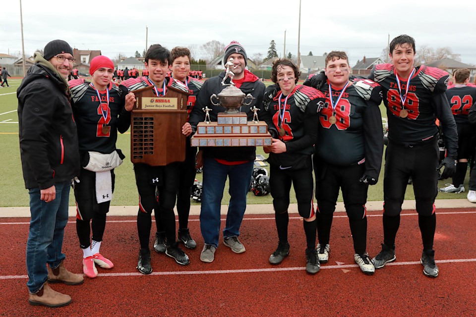 The St. Ignatius Falcons downed the Westgate Tigers 23-15 on Saturday, Nov. 4, 2022 at Fort William Stadium. (Leith Dunick, tbnewswatch.com)