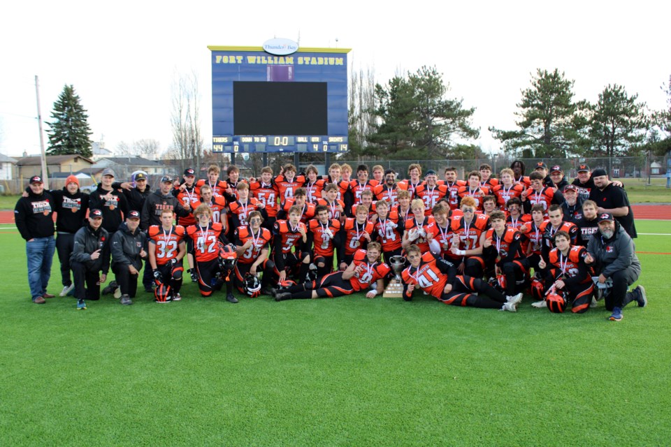 The Westgate Tigers captured the 2024 Superior Secondary Schools Athletic Association senior football title on Saturday, Nov. 9 with a 44-14 win over the St. Patrick Fighting Saints at Fort William Stadium.