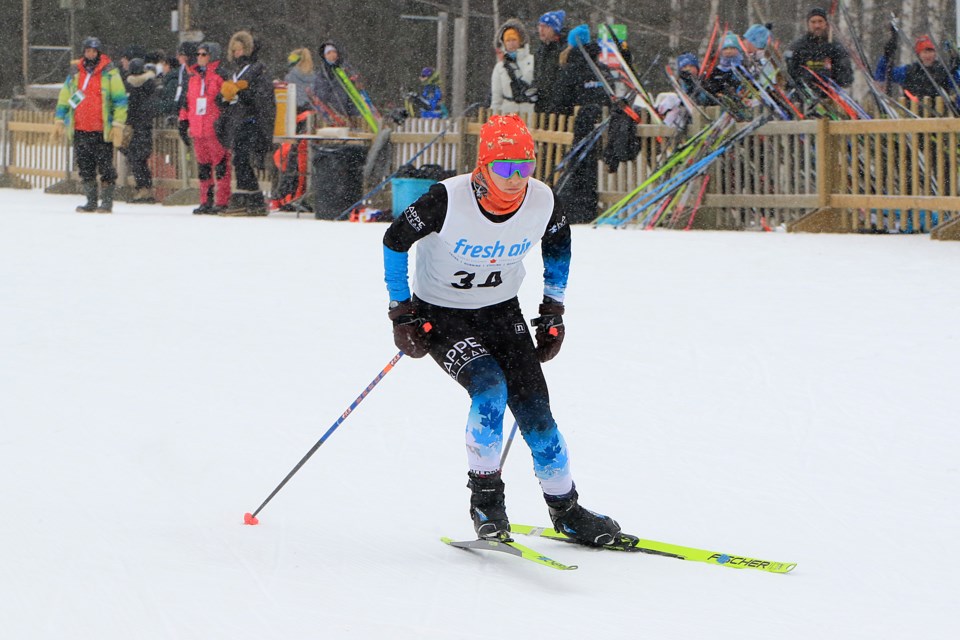 Thunder Bay's Kiera Hall finished fourth in the one-kilometre sprint qualifier at the Ontario Winter Games at Lappe Nordic Ski Centre, on Saturday, Feb. 17, 2024. (Leith Dunick, tbnewswatch.com)