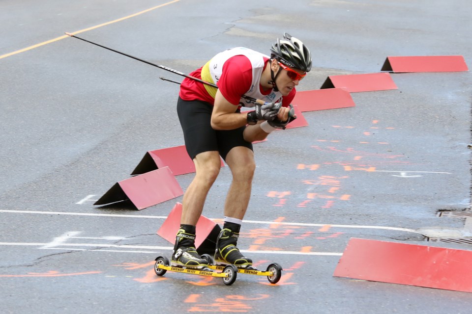 Thunder Bay's Michael Somppi competes on his hometown course on Saturday, July 1, 2017 at the Canada 150 Roller Ski Race (Leith Dunick, tbnewswatch.com). 