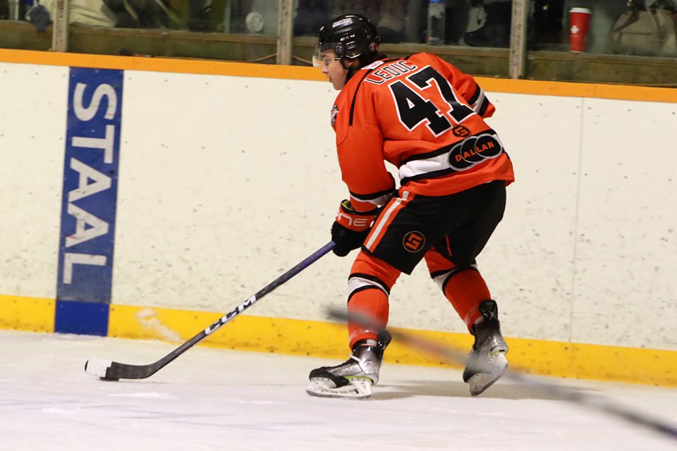 Max Leduc had the game-winner for the Kam River Fighting Walleye against the Thunder Bay North Stars on Friday, Jan. 27, 2023 at the Norwest Arena. (Leith Dunick, tbnewswatch.com)