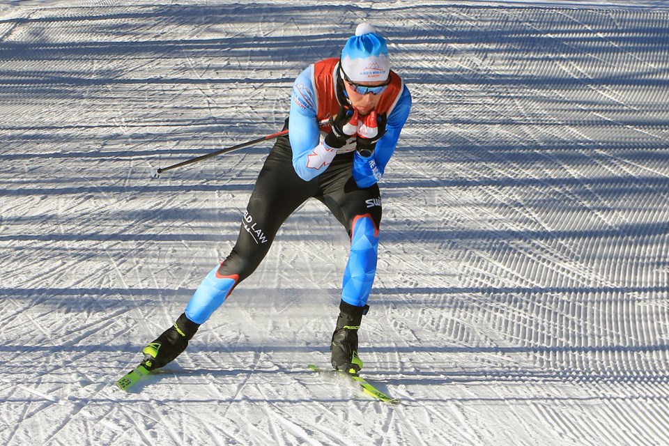 Thunder Bay's Max Hollmann captured the 10-kilometre free technique race at the Nordiq Canada trials on Sunday, Jan. 5, 2025 at Lappe Nordic. (Leith Dunick, tbnewswatch.com)