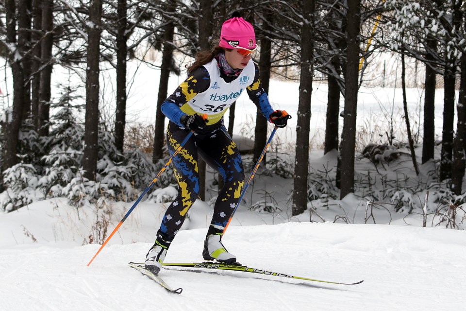 Alannah Maclean took top spot in the senior women's competition on Friday, Jan. 3, 2020 at the Ontario Cup at Lappe Nordic. (Leith Dunick, tbnewswatch.com)