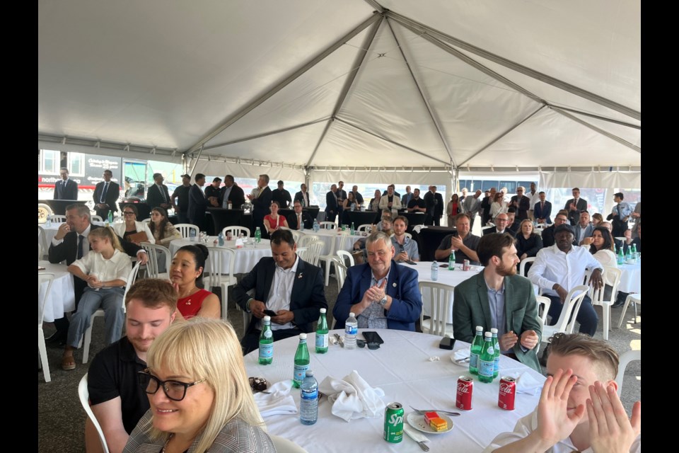On Tuesday afternoon, people gathered at the Thorold Multimodal Hub to celebrate the announcement that Asahi Kasei is building an EV battery facility in Port Colborne.