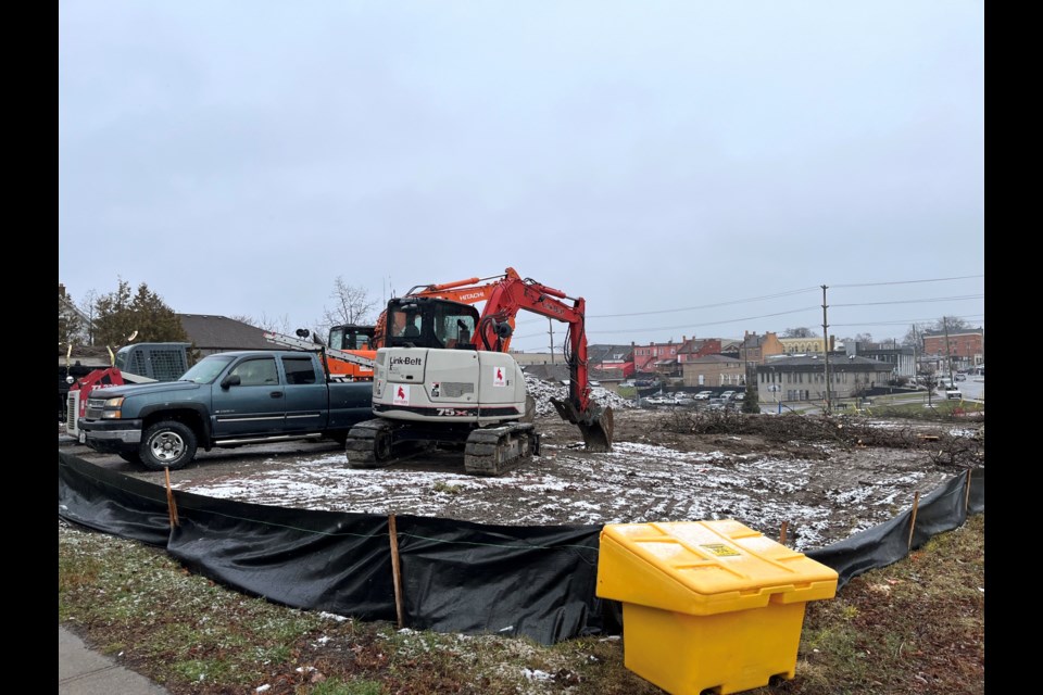 Heavy machinery could be seen removing trees and shrubs on Thursday afternoon.