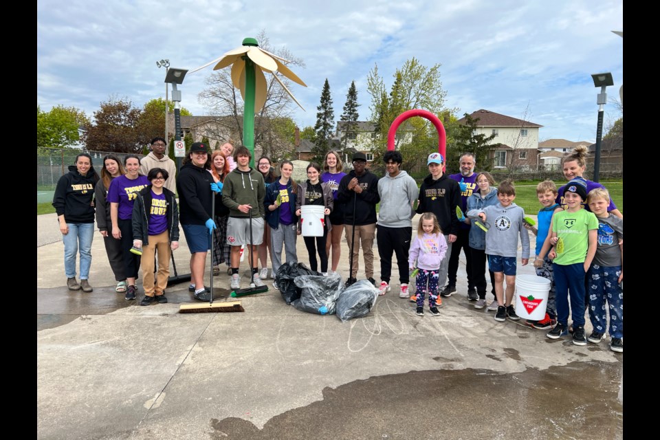 On Sunday morning, Thorold Secondary students cleaned up Confederation Heights South Park.