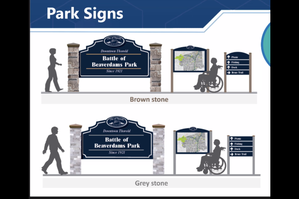 The suggested design of the future park signs in Thorold has more of a heritage feel - and could be powered by solar lights.