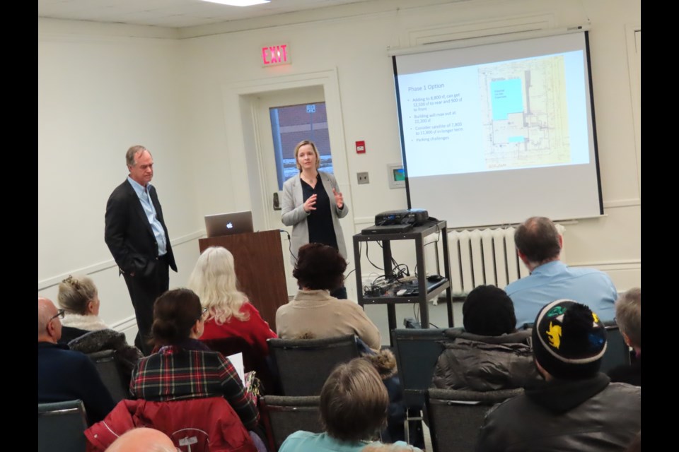 Greg Young and Carolyn Smith from TCI Management presented their findings from the libary feasibility study on Wednesday night (Photo: Ludvig Drevfjall/Thorold News)