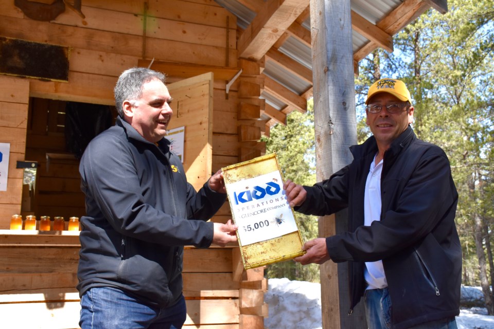 Kidd Operations manager of environment David Yaschyshyn and Timmins Ecological Beekeeping Association founder Rene Bertrand. Maija Hoggett/TimminsToday