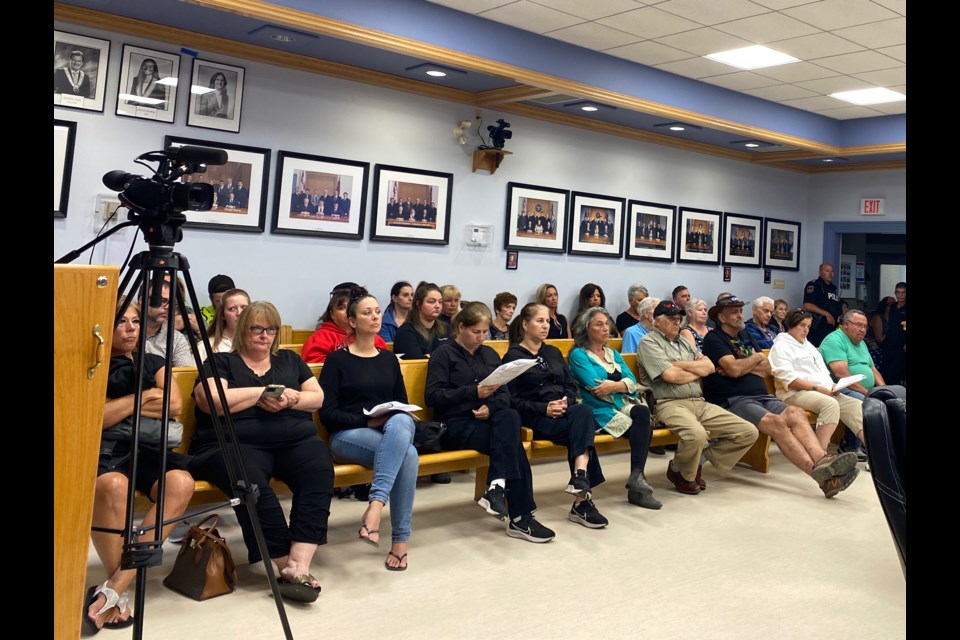 People filled the Timmins council gallery for the second-straight meeting on July 11, 2023. 