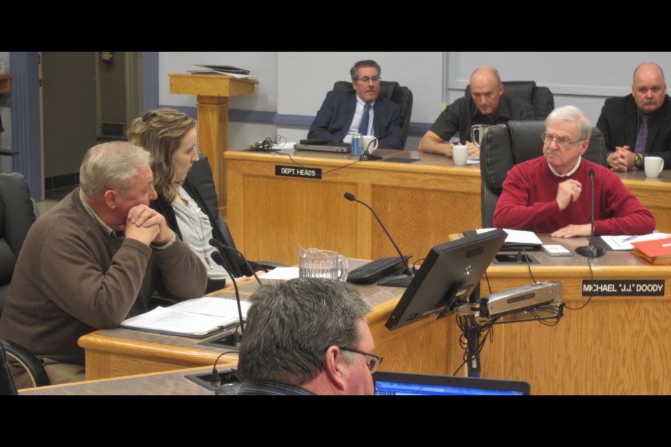 Alex Szczebonski and Logan McMeekin of the Timmins Taxpayers Association felt the wrath of veteran Councillor Mike Doody dismay at Wednesday's budget meeting. Andrew Autio for TimminsToday                              