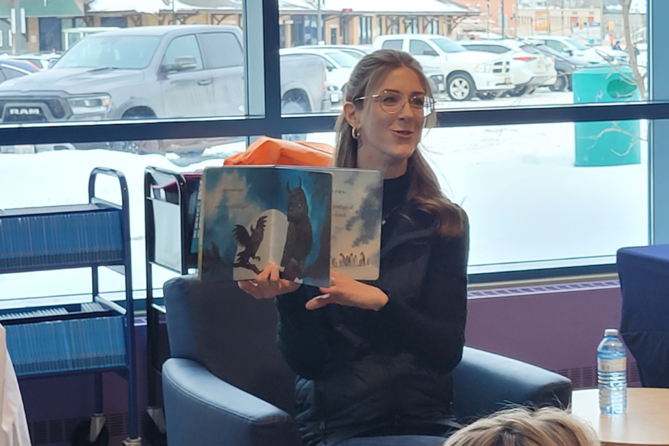 Timmins Mayor Michelle Boileau reads at the relaunch of the 1,000 Books Before Kindergarten program at the Timmins Public Library.