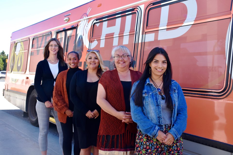 Mayor Michelle Boileau, Timmins Coun. Kristin Murray, Mattagami First Nation Chief Jennifer Constant,  and councillors Cindy McKay and Kourtney Baulne.