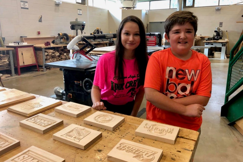 Link Leader Kalleah Bryce gives a tour of O'Gorman High School to Grade 8 student Nathan Prevost. Maija Hoggett/TimminsToday