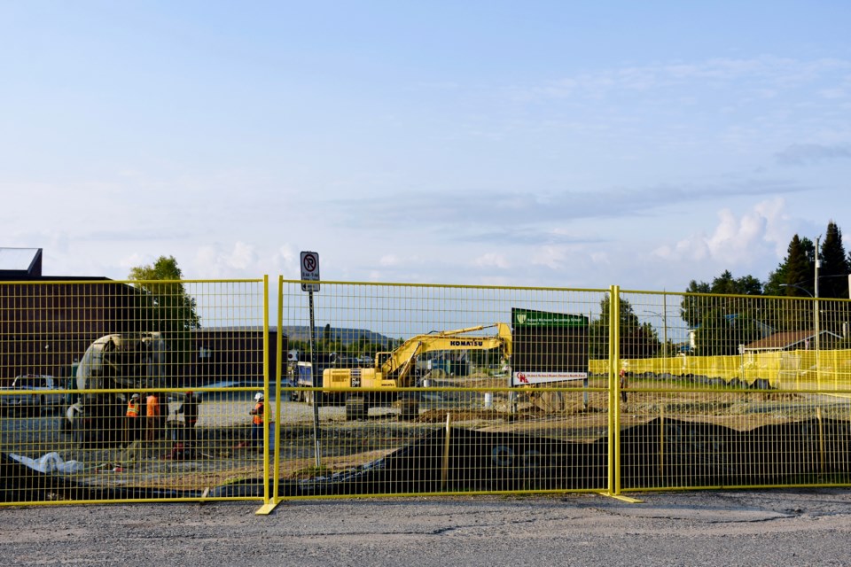 Work is being done on the parking lot at Roland Michener Secondary School in South Porcupine. 