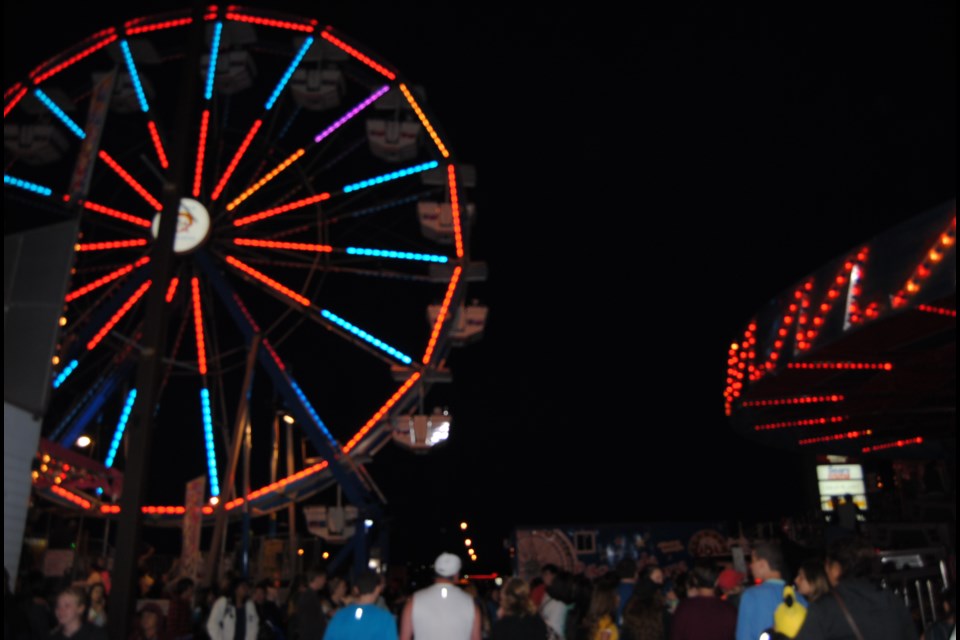 The night time is a magical time at the 46th annual Beauce Carnival at Timmins Square. The Carnaval pulled up stakes yesterday and is now headed east along Highway 101 to Rouyn-Noranda. Photo by Frank Giorno Timminstoday.com