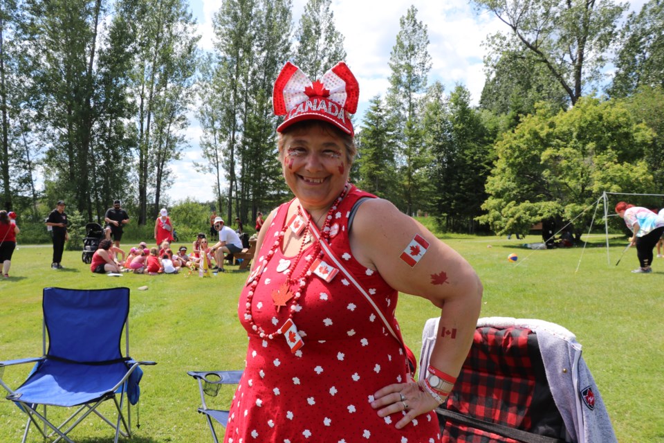 Sandra Campbell put on her very best for Canada and celebrated with her friends at Schumacher Lions Club Park.