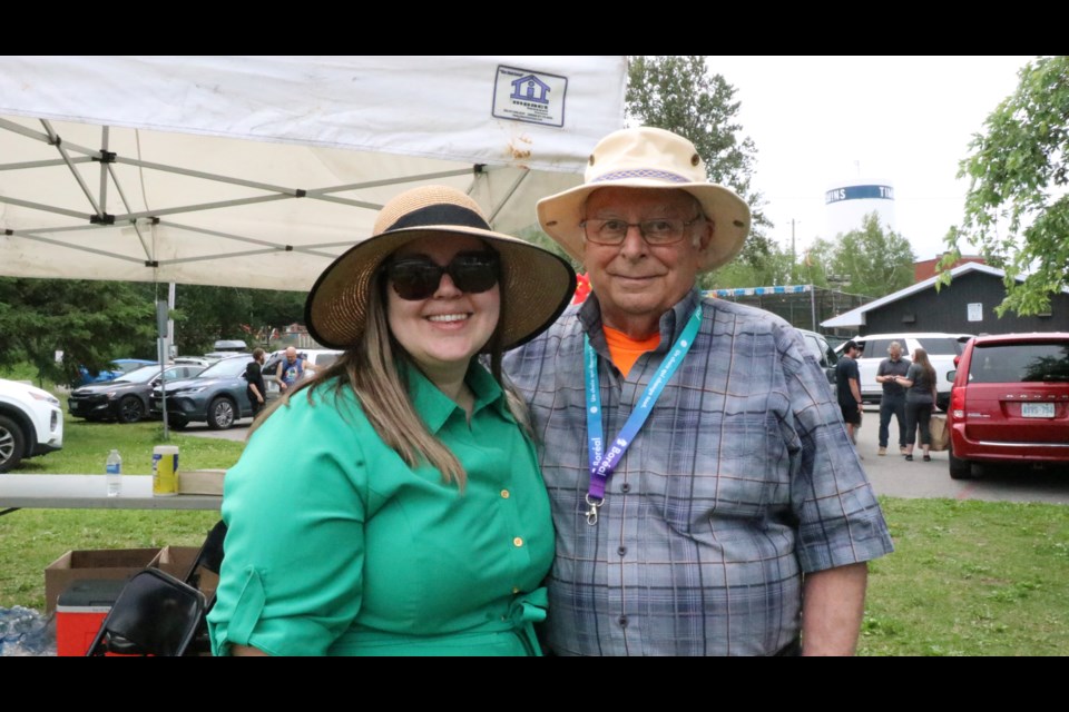 Former Timmins Public Library assistant library director Erin Auger got to visit with long-time library patron Anthony Roberts during the 100th anniversary celebraiton.