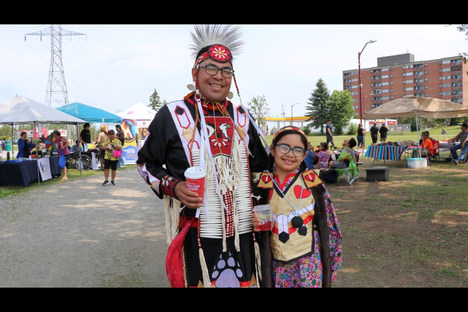 Charlie Kioke and his daughter Madeline were part of the powwow demonstration at the  Rock on the River Indigenous showcase.