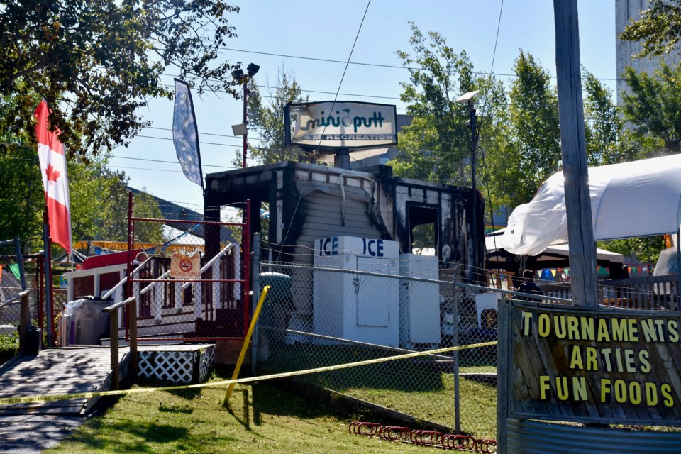 A fire at the Hollinger Mini Putt and Batting Cages in the early morning hours of Monday, Aug. 28, 2023.