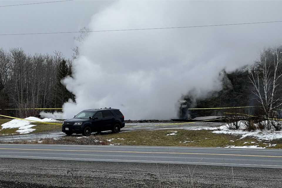 OPP is investigating a structure fire at a Highway 11 residence west of Cochrane on Dec. 27, 2023.