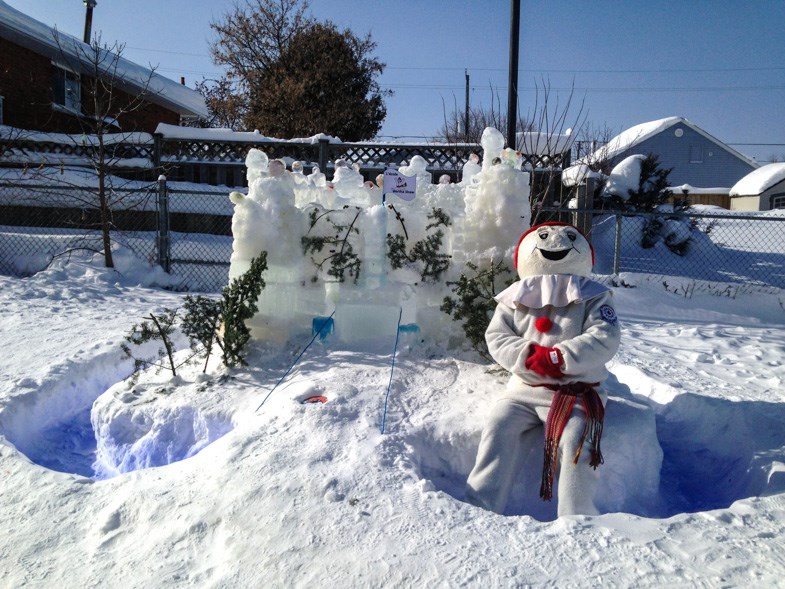 Bonhomme Carnaval and the ice castle.