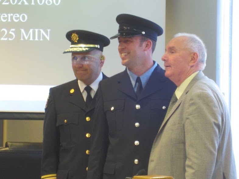 Ryan Verreault is introduced as one of three new Timmins firefighters. Andrew Autio for TimminsToday