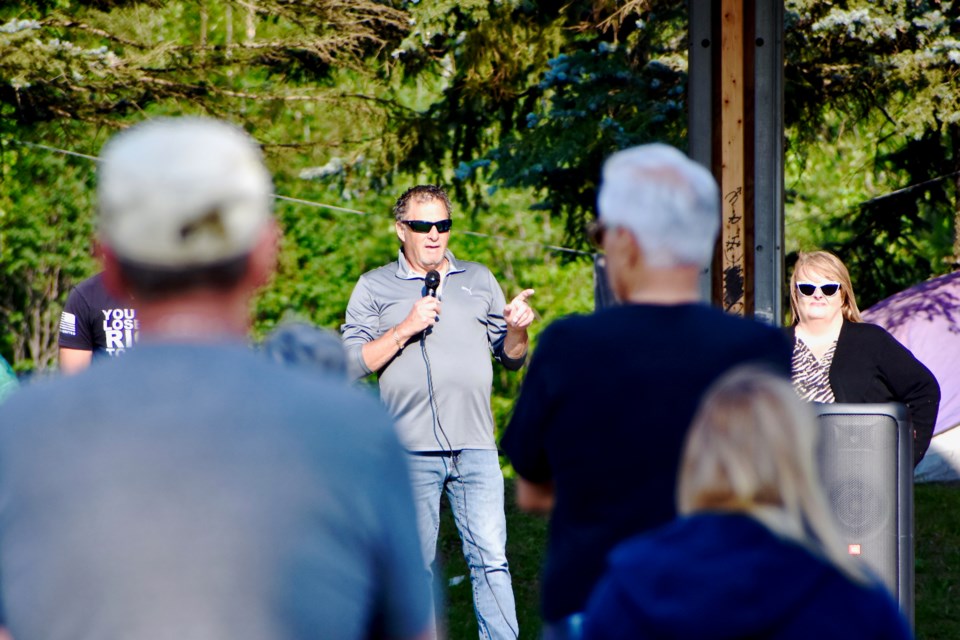 About 200 people were at Hollinger Park for a rally on July 10.