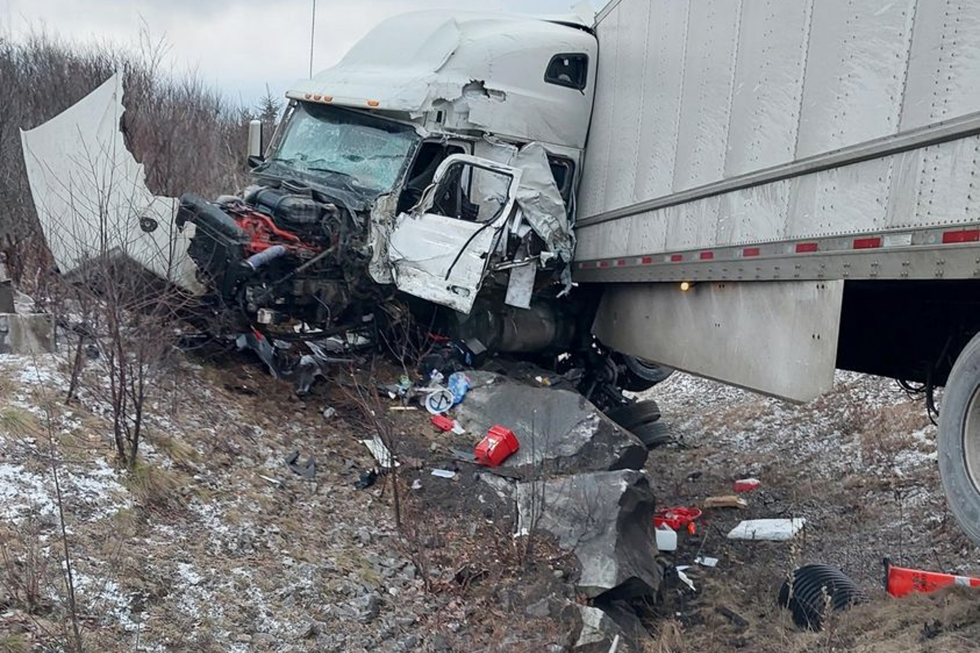 Crash between transports closes section of Highway 11 near North