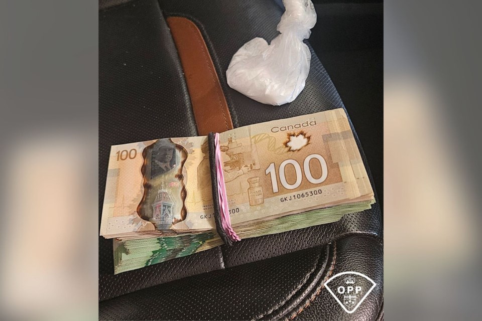 James Bay OPP seized suspected cocaine and Canadian cash after pulling a vehicle over on Highway 11. 