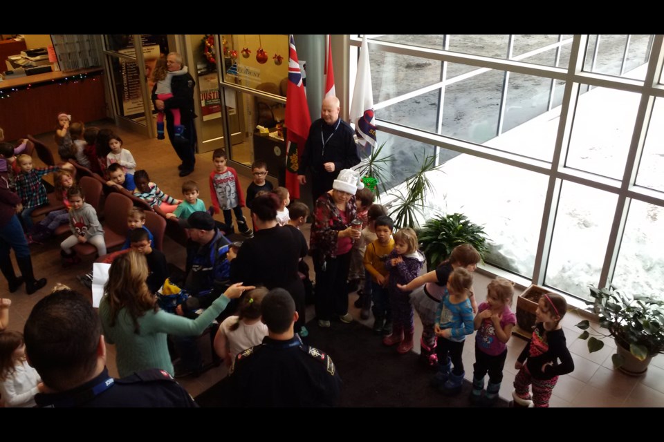 Timmins Police headquarters was overrun with children last week, as officers hosted a Christmas-themed open house. Photo supplied