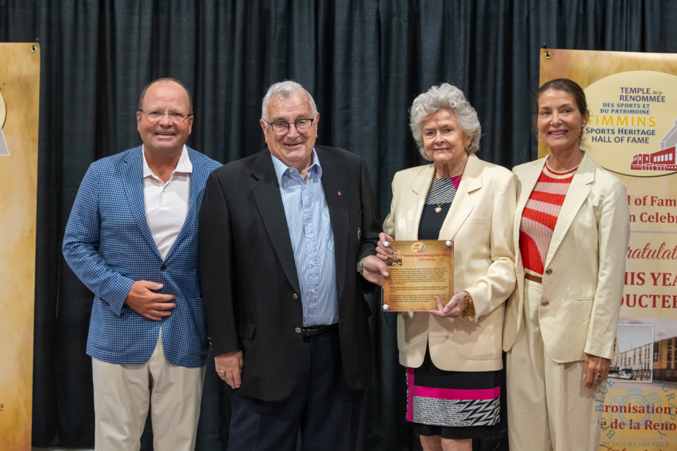 Jacques Belec's family at the 2024 induction ceremony for the Timmins Sports Heritage Hall of Fame.